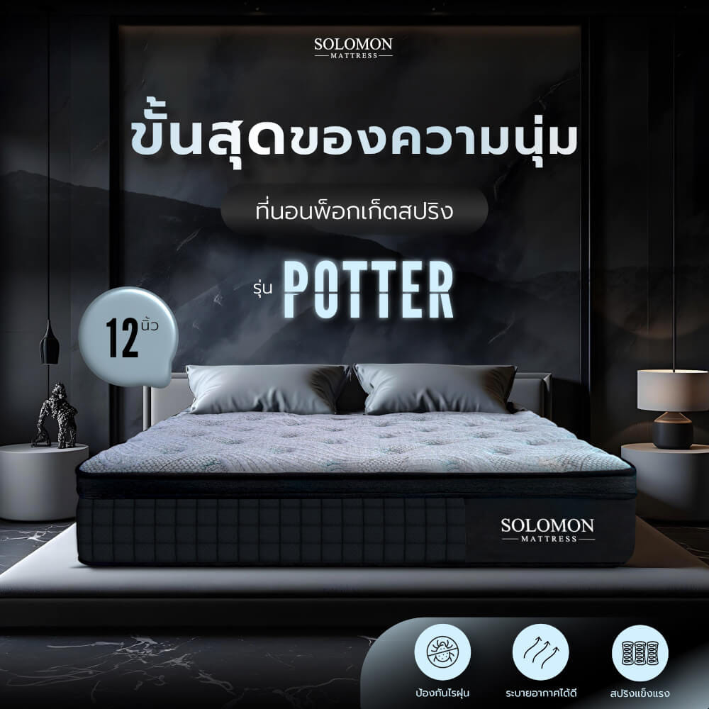 ที่นอนพ็อกเก็ตสปริง 5 ฟุต SOLOMON รุ่น POTTER หนา 12 นิ้ว จัดส่งแบบอัดสุญญากาศ_8