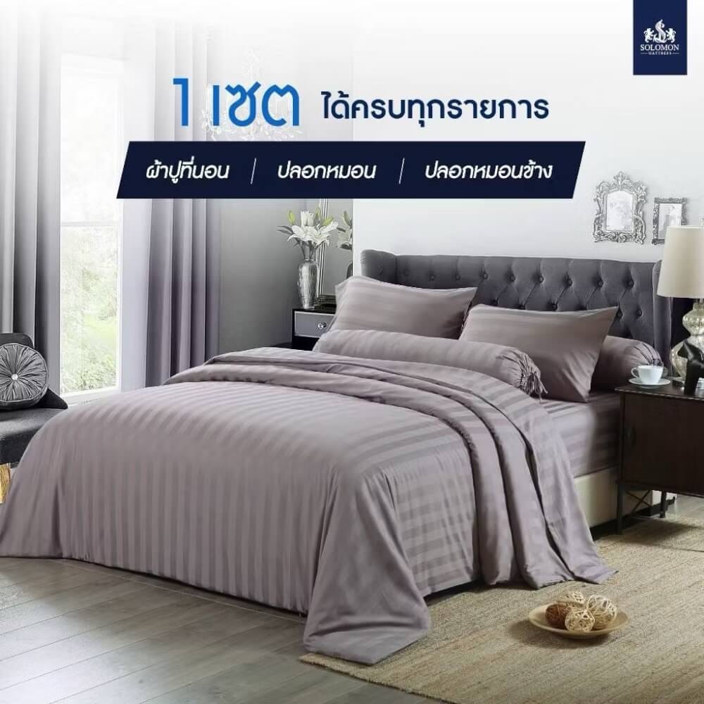 ชุดผ้าปูที่นอน 3.5 ฟุต เซท 3 ชิ้น SOLOMON สีเทา_1