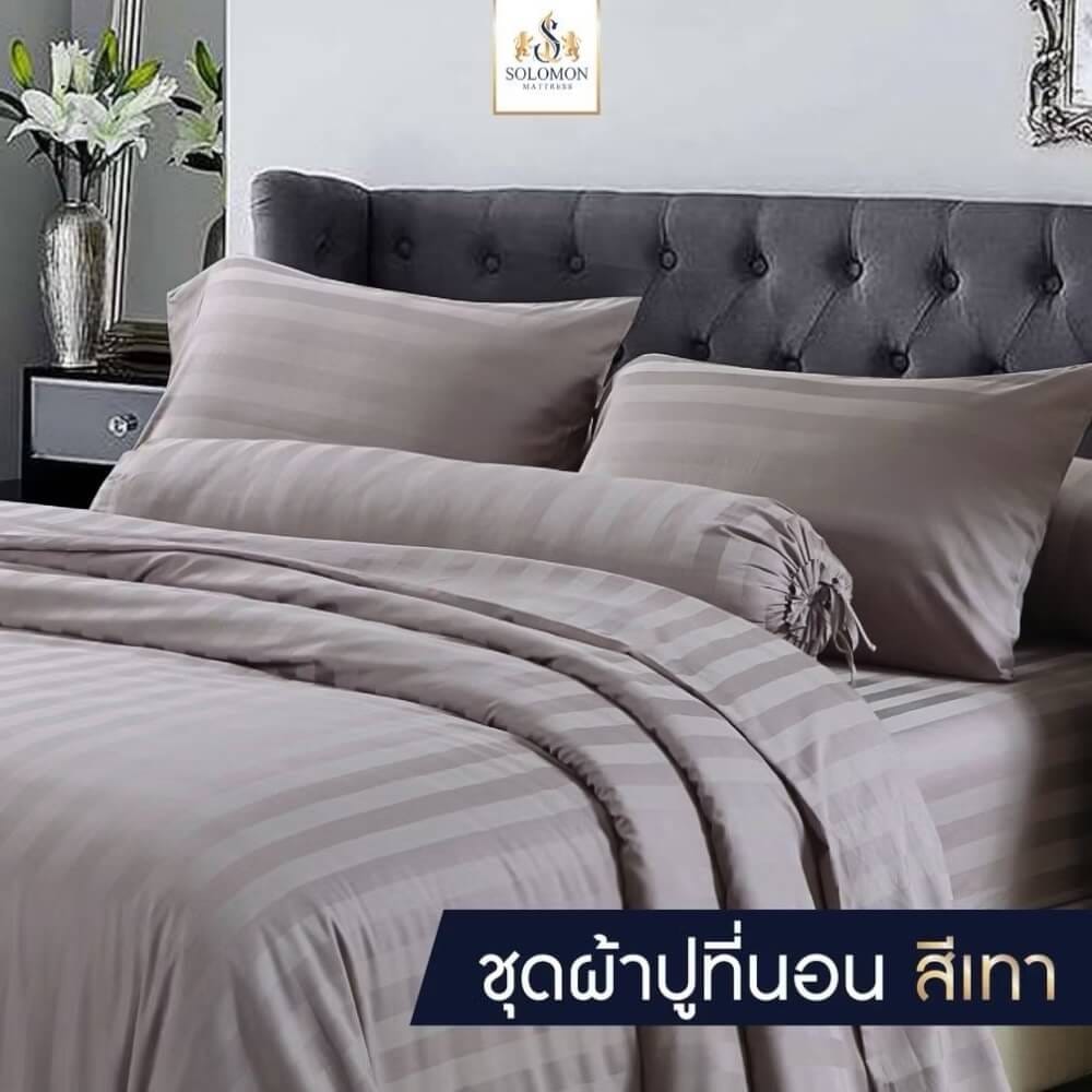ชุดผ้าปูที่นอน 3.5 ฟุต เซท 3 ชิ้น SOLOMON สีเทา_2
