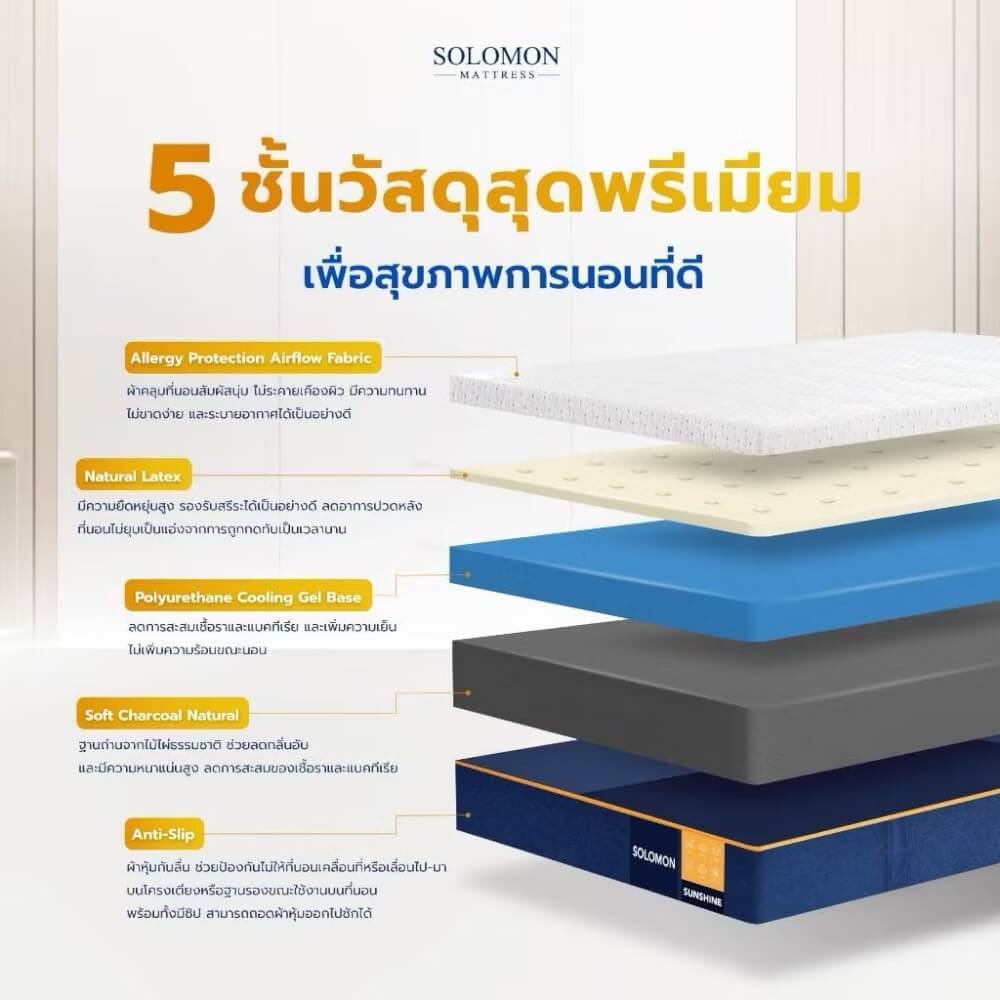 ที่นอนยางพารา 5 ฟุต SOLOMON รุ่น SUNSHINE หนา 8 นิ้ว _2