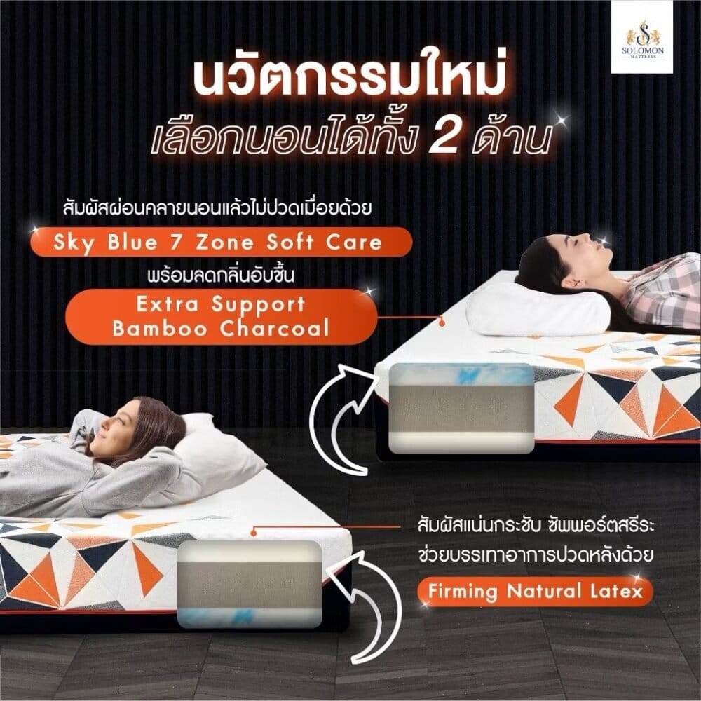 ที่นอนยางพารา 5 ฟุต SOLOMON รุ่น PERFECTION หนา 8 นิ้ว แถมหมอนหนุน 2 ใบ หมอนข้าง 1 ใบ_4