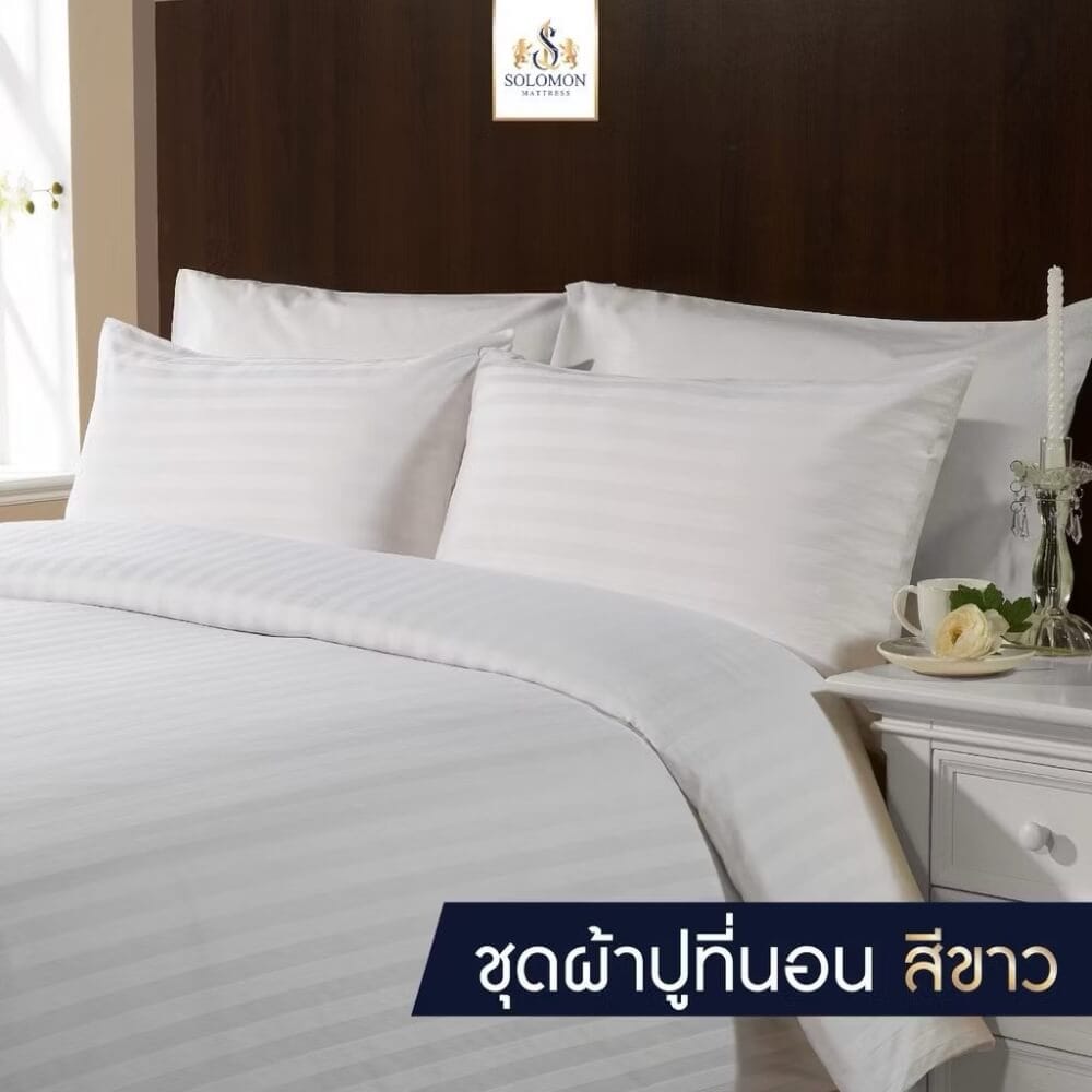 ชุดผ้าปูที่นอน 5 ฟุต เซท 5 ชิ้น SOLOMON สีขาว_5