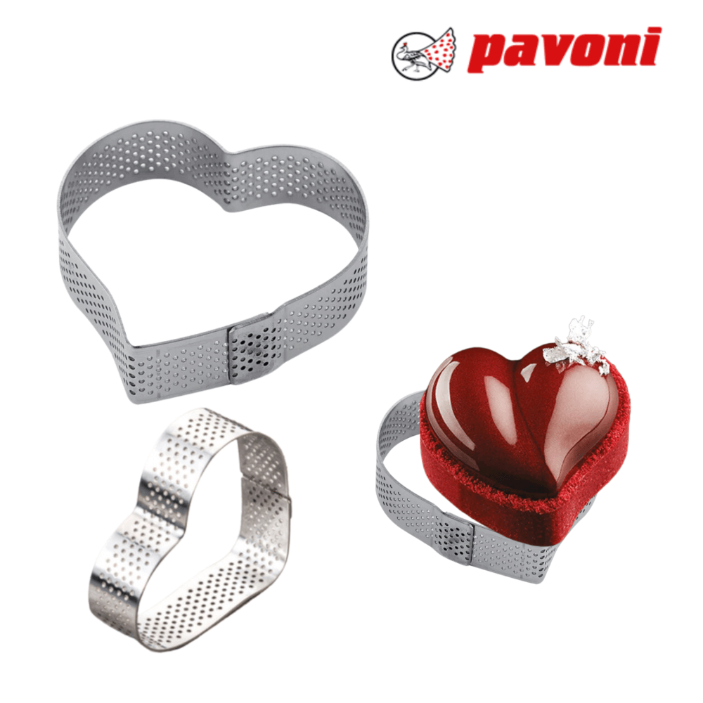 พิมพ์เค้กสแตนเลสทรงหัวใจเจาะรู PAVONI BW1436-14 ขนาด 7.5 ซม.