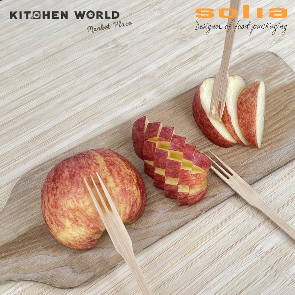 ส้อมจิ้มอาหารทำจากไม้ไผ่เนื้อแข็ง SOLIA VO11213 PK1209 แพ็ค 100 ชิ้น