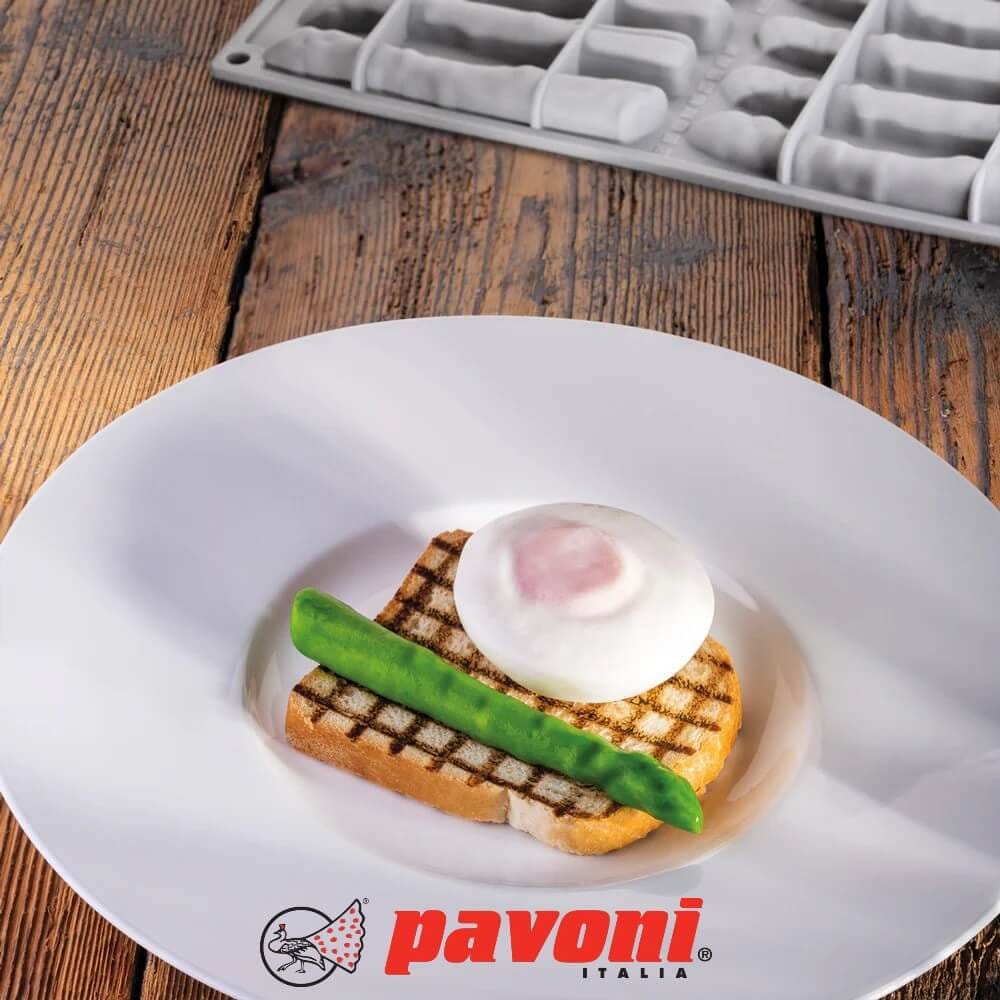พิมพ์อบซิลิโคนรูปหน่อไม้ฝรั่ง PAVONI BW2302-034 จำนวน 12 ชิ้น สีเทา