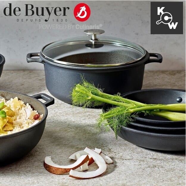 หม้อตุ๋น เคลือบเทปลอนพร้อมฝาแก้ว de buyer 8311.24 กว้าง 24 ซม.x ยาว 33.5 x สูง 9.5 ซม.