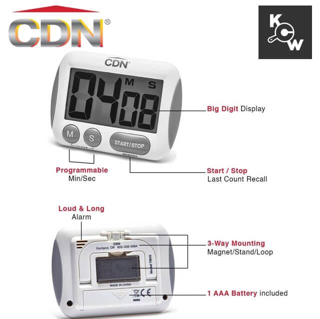 นาฬิกาจับเวลาในครัวตัวเลขใหญ่พิเศษ CDN PT0344 สีขาว_2