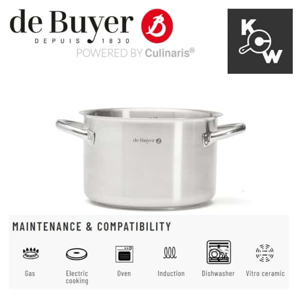หม้อสตูว์สเตนเลสทรงสูง de buyer พริมแอพเพตี้ 3506.20 กว้าง 20ซม.xสูง 13ซม. 4 ลิตร