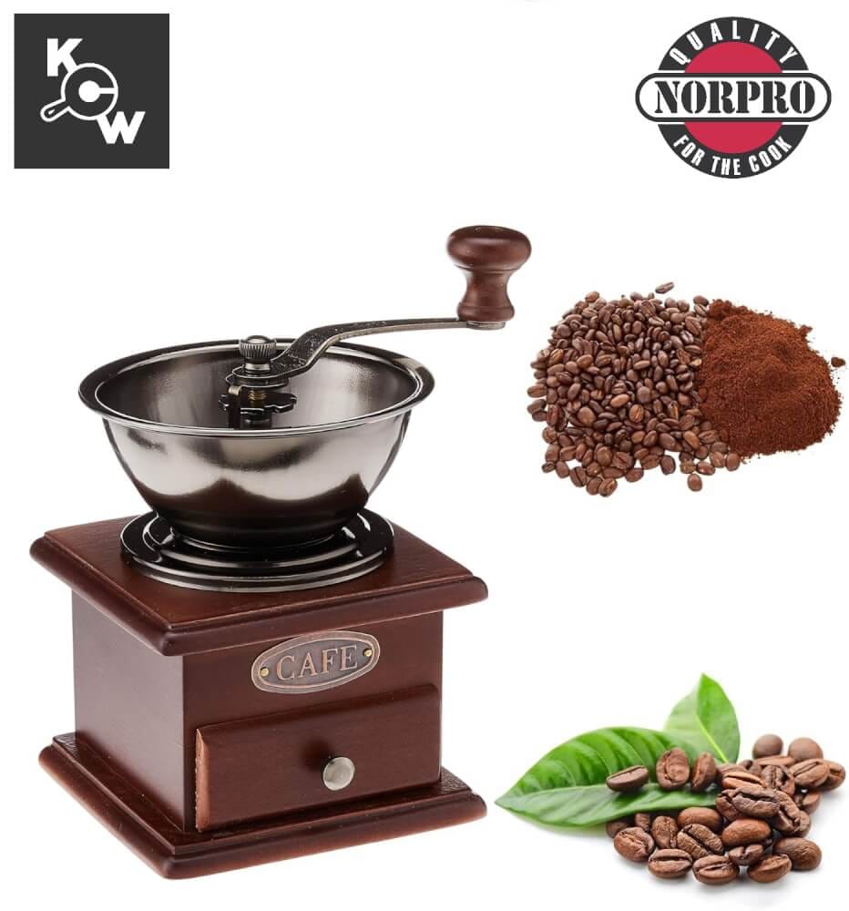 เครื่องบดกาแฟแบบมือหมุนคลาสสิก Norpro 5548 สีไม้เกาลัด