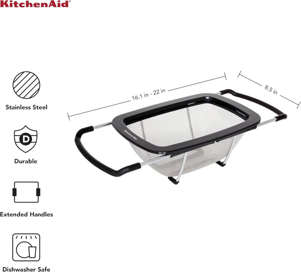 กระชอนล้างผักผลไม้สแตนเลสขยายได้ KitchenAid KG867OB สีดำ