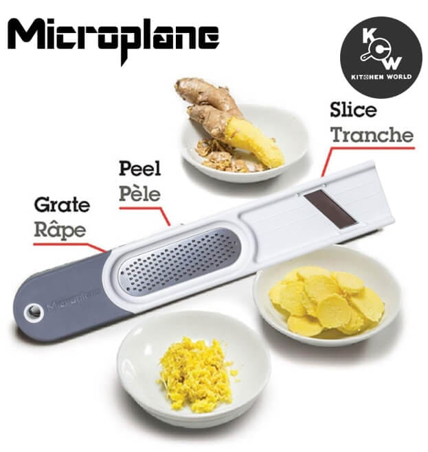 มีดมือสำหรับปอก หั่น และขูดขิง Microplane PT2415-GB สีขาวเทา