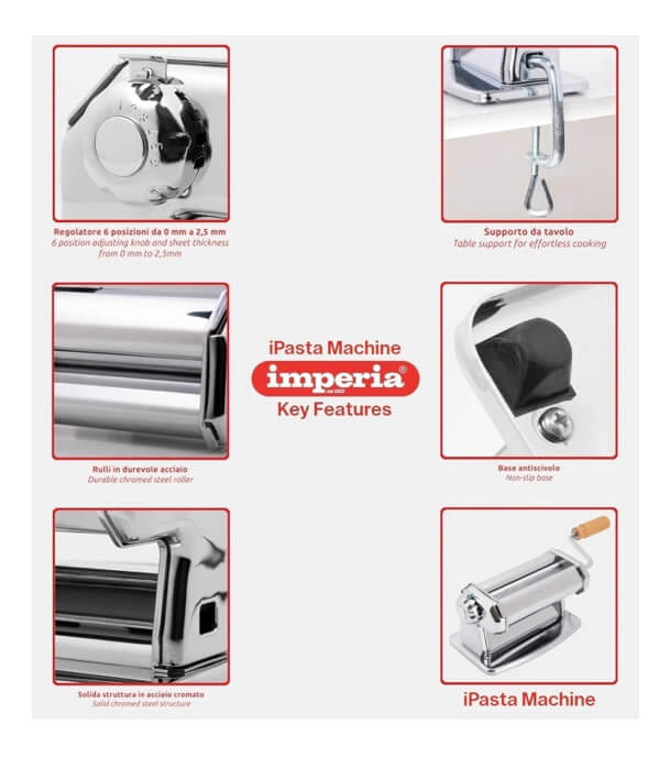 เครื่องทำเส้นพาสต้าสดแบบแมนนวล Imperia 4162 MM0537 รุ่นคลาสสิกแบบเรียบ