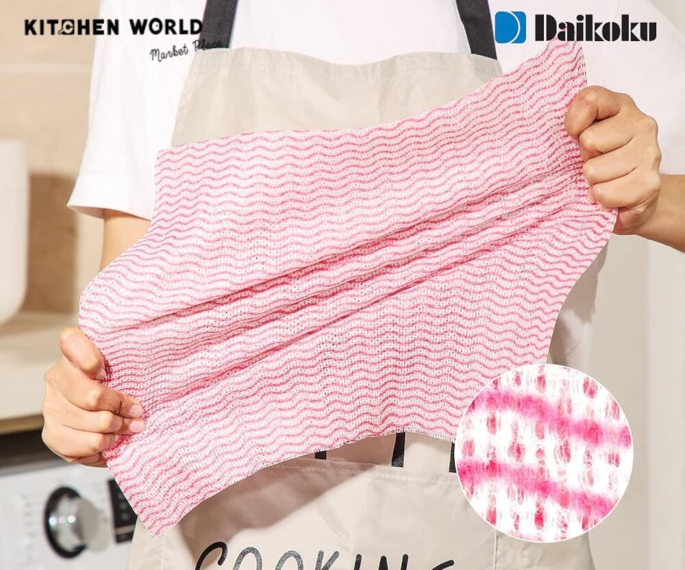 ผ้าเช็ดทำความสะอาดอเนกประสงค์ DAIKOKU PT2945-P สีชมพู จำนวน 100 ชิ้น_3