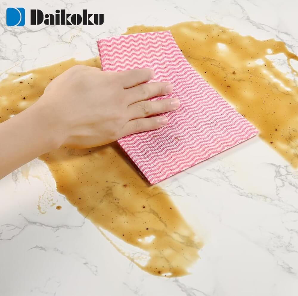 ผ้าเช็ดทำความสะอาดอเนกประสงค์ DAIKOKU PT2945-P สีชมพู จำนวน 100 ชิ้น_4
