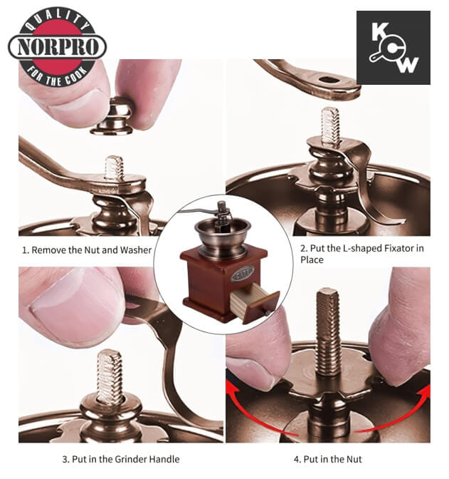 เครื่องบดกาแฟแบบมือหมุนคลาสสิก Norpro 5548 สีไม้เกาลัด