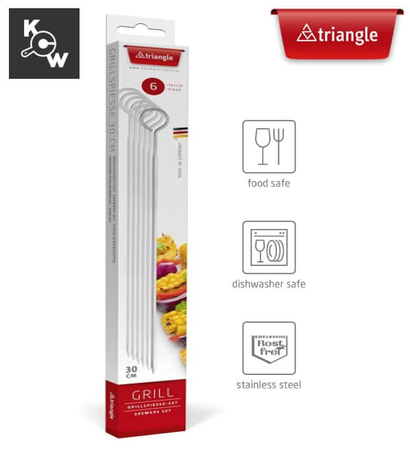 ชุดที่เสียบบาบีคิวพร้อมแหวนสแตนเลส 6 ชิ้น Triangle 903240602 ขนาด 25 ซม.