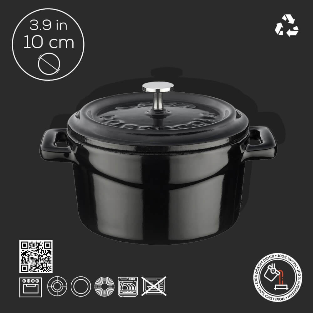 หม้อตุ๋นเหล็กหล่อขนาดเล็ก LAVA CW1685-BK ขนาด 10 ซม. สีดำ_6