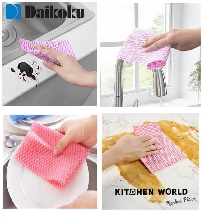 ผ้าเช็ดทำความสะอาดอเนกประสงค์ DAIKOKU PT2945-P สีชมพู จำนวน 100 ชิ้น_6