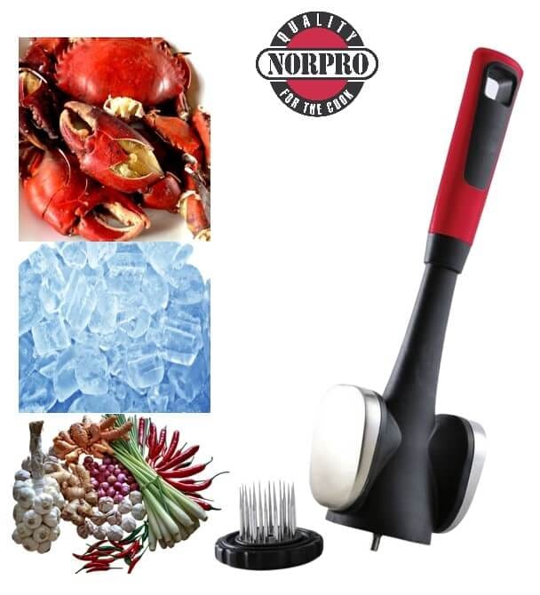 ที่ทุบเนื้อสแตนเลส 3 หัว Norpro 7036 สีแดงดำ