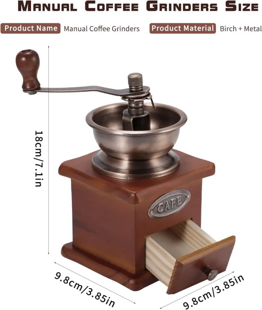 เครื่องบดกาแฟแบบมือหมุนคลาสสิก Norpro 5548 สีไม้เกาลัด