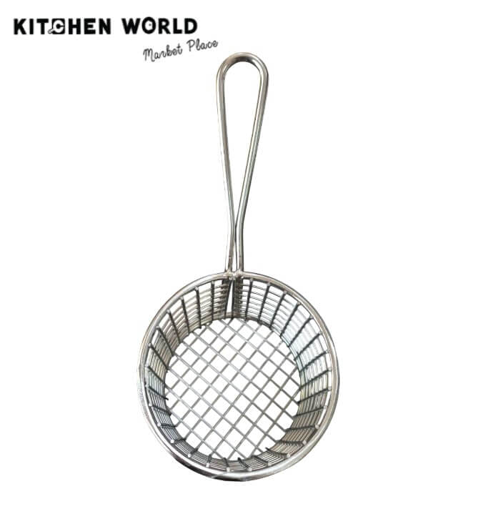 ตะกร้าเสิร์ฟสแตนเลสทรงกลมมีหูจับ KCW CW0193-94 ขนาด 9x8 ซม.