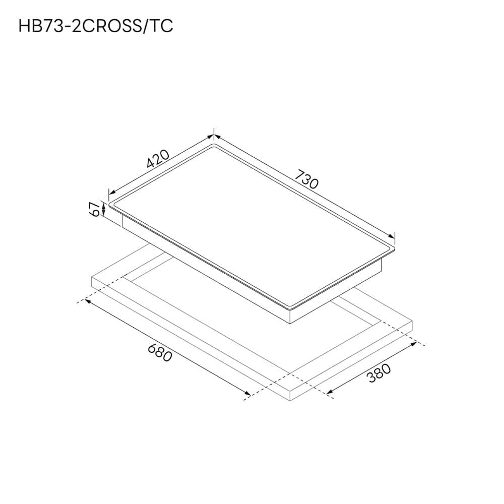 เตาฝังอินดักชั่น เตาแม่เหล็กไฟฟ้า 2 หัว EVE รุ่น HB73-2CROSS/TC ขนาด 73 ซม. สีดำ_2