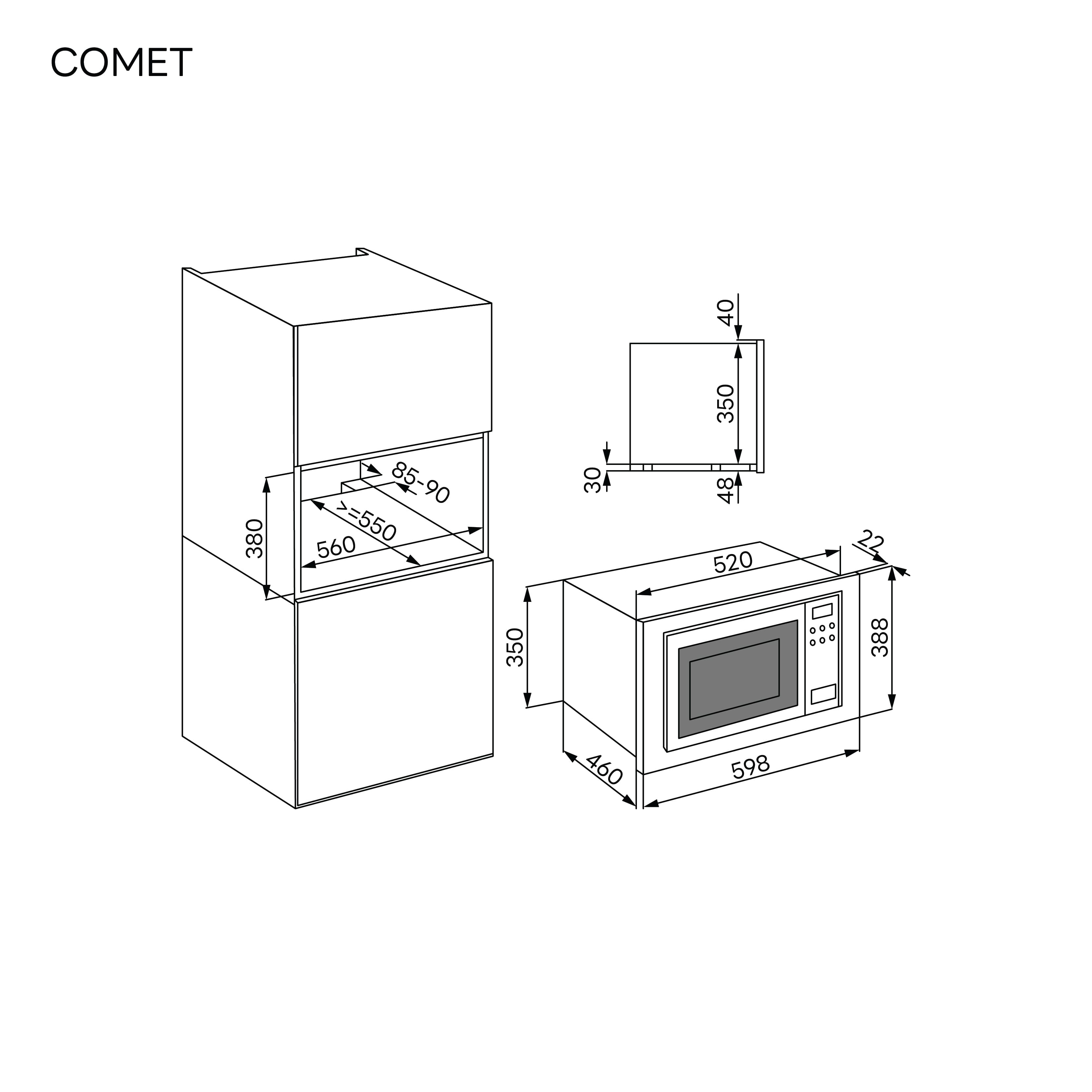 ไมโครเวฟแบบฝัง EVE รุ่น COMET ขนาด 60 ซม. สี เทา