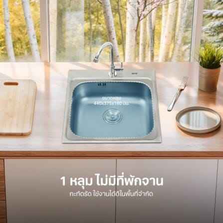 ซิงค์ล้างจานสแตนเลส 1 หลุม EVE EGO 500/500 ขนาด 50 ซม._5