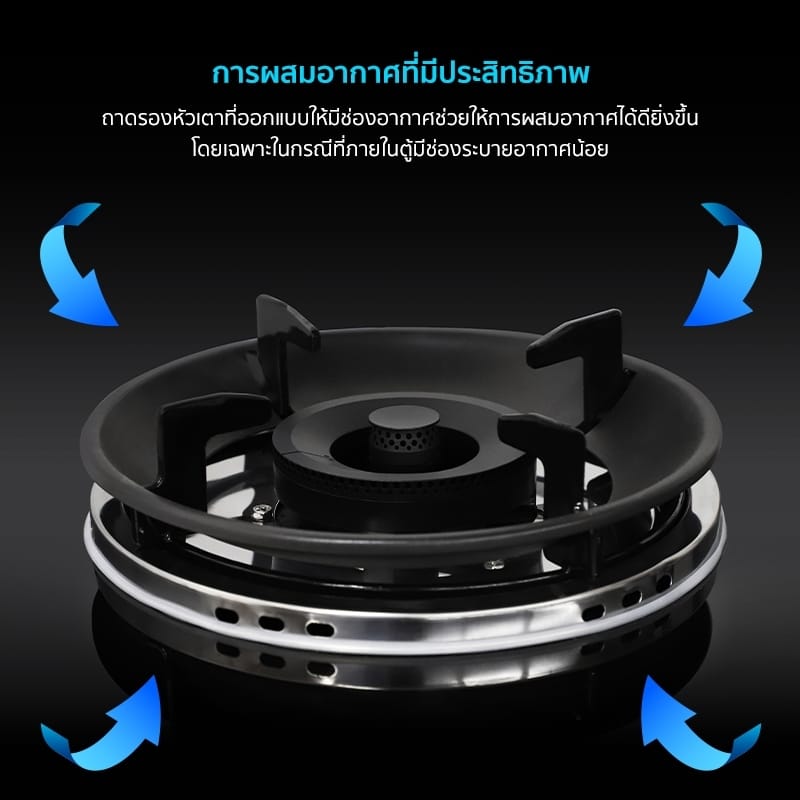 เตาแก๊สแบบฝัง 2 หัว EVE EVERCOOK SMART II 73 ซม. สีดำ_5