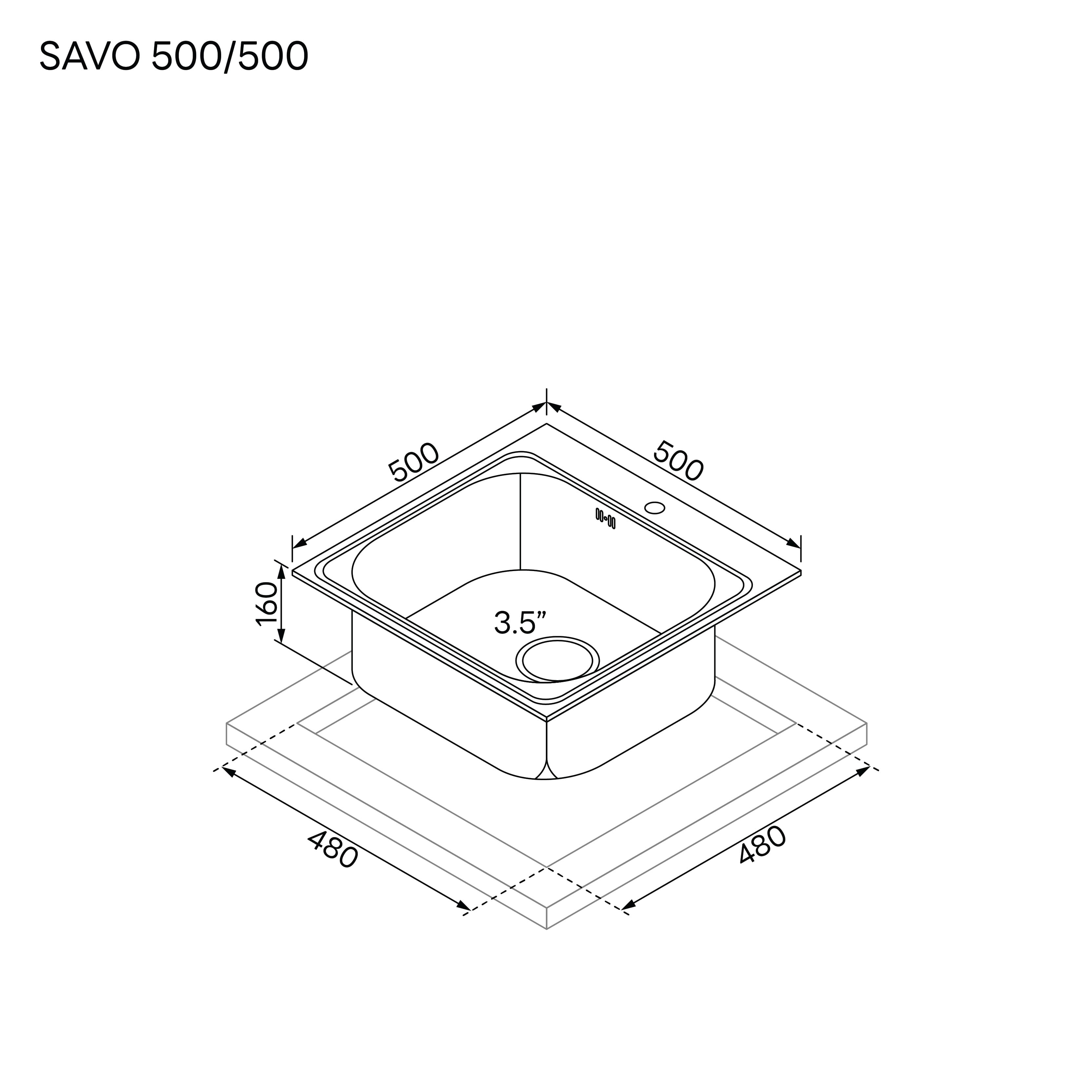 ซิงค์ฝัง 1 หลุม EVE SAVO 500/500 ขนาด 50 ซม. สแตนเลส_2