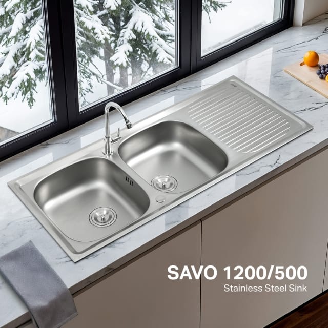 ซิงค์ฝัง 2 หลุม 1 ที่พัก EVE SAVO 1200/500 ขนาด 120 ซม._3