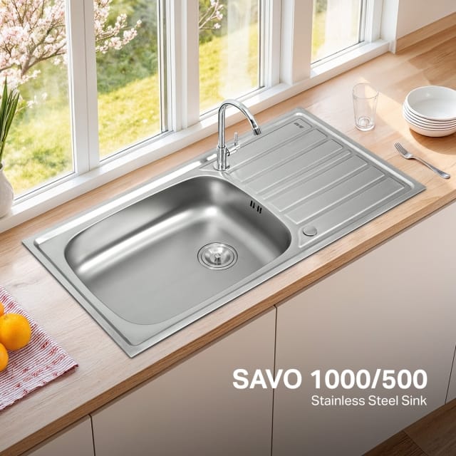 ซิงค์ฝัง 1 หลุม 1 ที่พัก EVE SAVO 1000/500 ขนาด 100 ซม. สแตนเลส_3