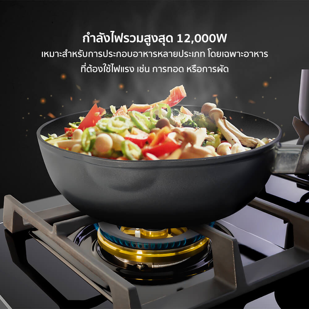 เตาฝังแก๊ส 2 หัว ฐานกระจกนิรภัย EVE HB76-BLACKFOREST/BG 76 ซม. สีดำ_2
