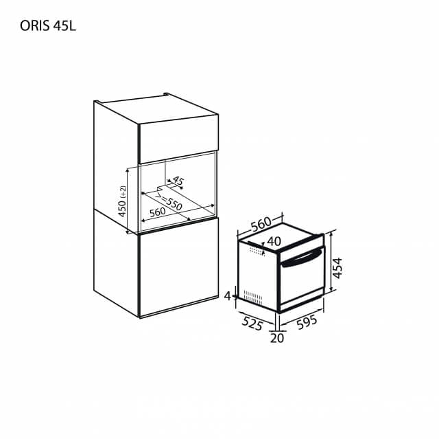 ชุดเซต เตาอบแบบฝัง + เตาอบไมโครเวฟมัลติฟังก์ชั่น EVE OWL 73L ขนาด 60 ซม. + ORIS 45CM ขนาด 45 ซม._4