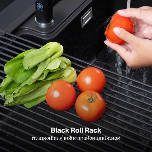 ซิงค์แกรนิต 1 หลุม EVE PHILIP 800/520 ขนาด 80 ซม. สีดำ + ก๊อกซิงค์ LEXI BLACK