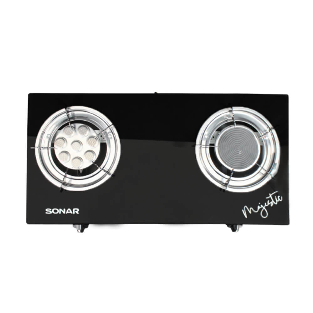 เตาแก๊สตั้งโต๊ะ หน้ากระจก 2 หัว SONAR รุ่น GS-502 สีดำ