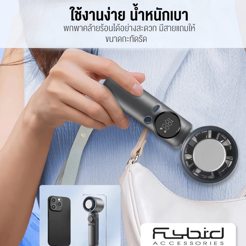 พัดลมพกพา SONAR FLYBIRD รุ่น SS-026 แบตเตอรี 4000MAH ลมแรง 100สปีด สีขาว_5