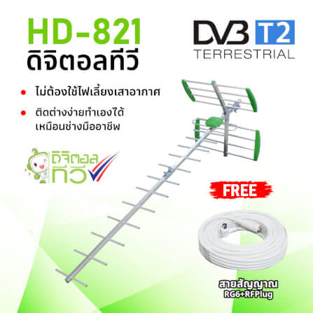 เสาอากาศดิจิตอลทีวี ติดตั้งภายนอก พร้อมสายและอุปกรณ์ติดตั้ง SONAR รุ่น HD-821_2