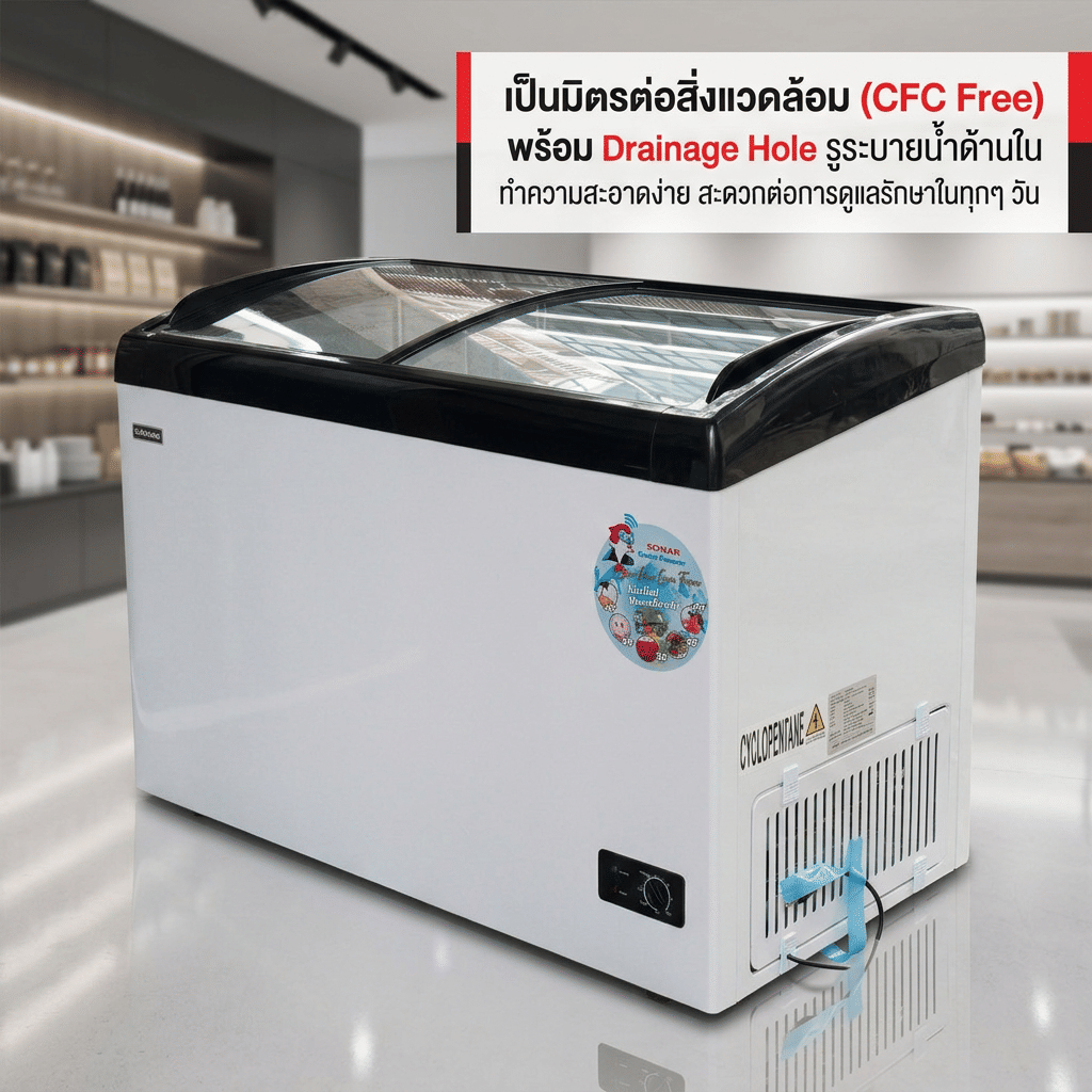 ตู้แช่แข็งฝากระจก SONAR รุ่น SD-328G ขนาด 328 ลิตร 11.6 คิว สีขาว_4