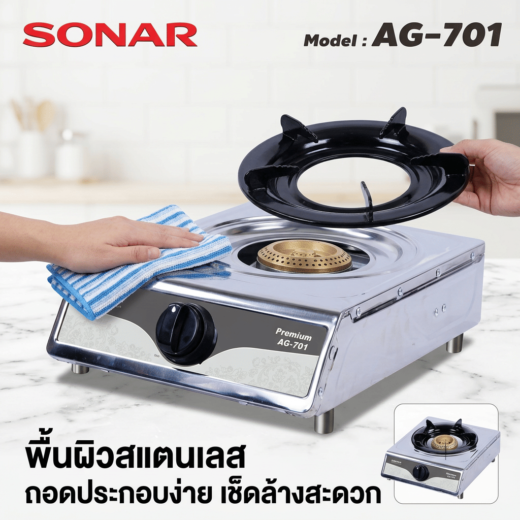 เตาแก๊สตั้งโต๊ะ 1 หัวแก๊ส SONAR รุ่น AG-701_5