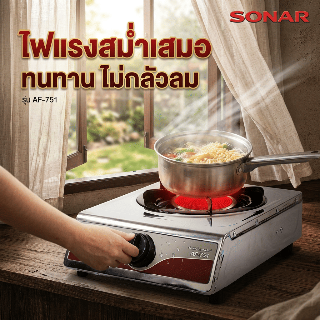 เตาแก๊สตั้งโต๊ะ 1 หัวแก๊ส SONAR รุ่น AF-751 (เตาแก๊สอินฟราเรด)_6