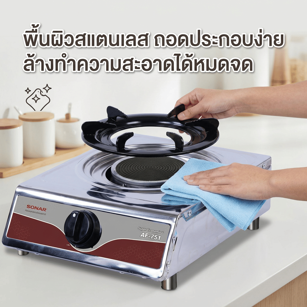 เตาแก๊สตั้งโต๊ะ 1 หัวแก๊ส SONAR รุ่น AF-751 (เตาแก๊สอินฟราเรด)_9