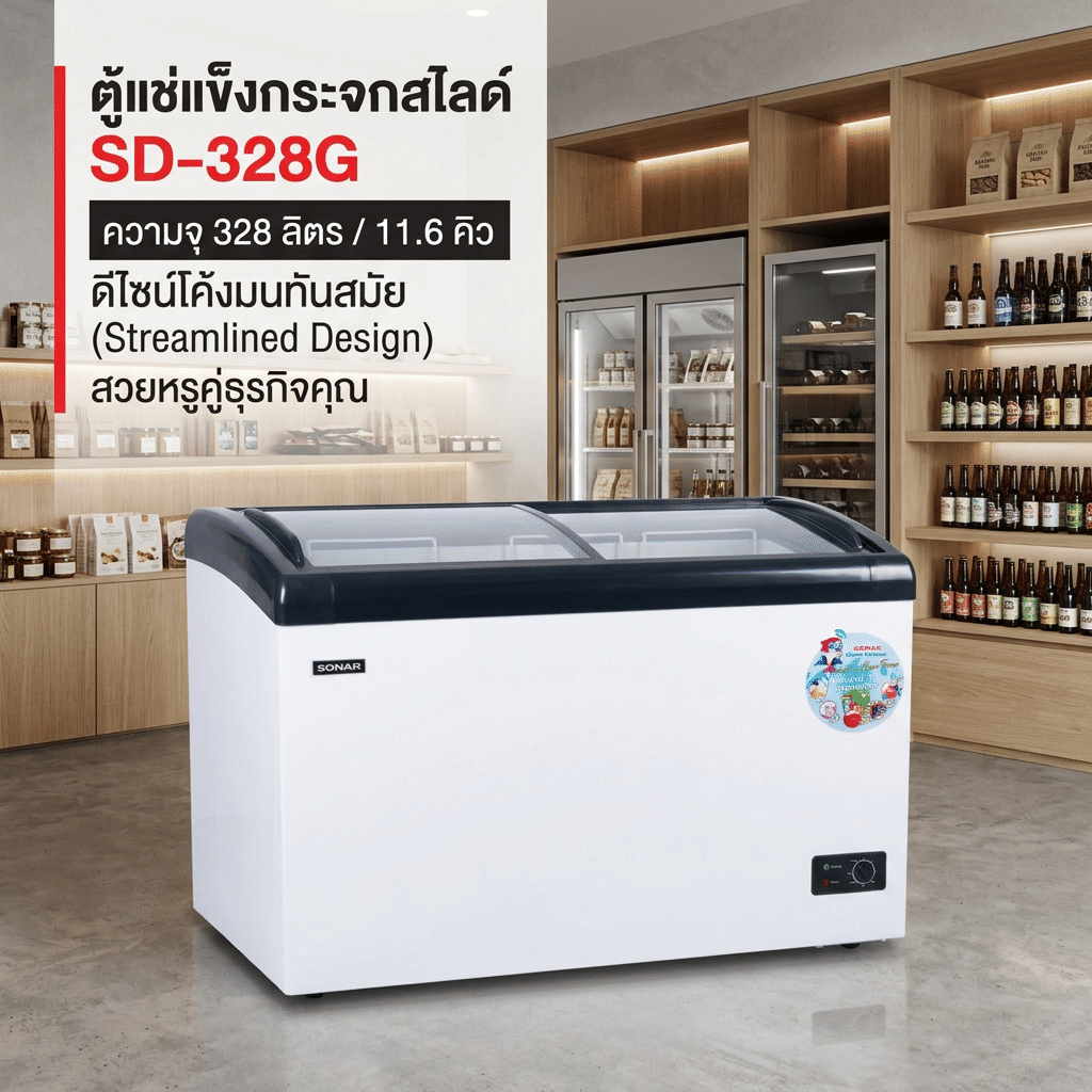 ตู้แช่แข็งฝากระจก SONAR รุ่น SD-328G ขนาด 328 ลิตร 11.6 คิว สีขาว_6