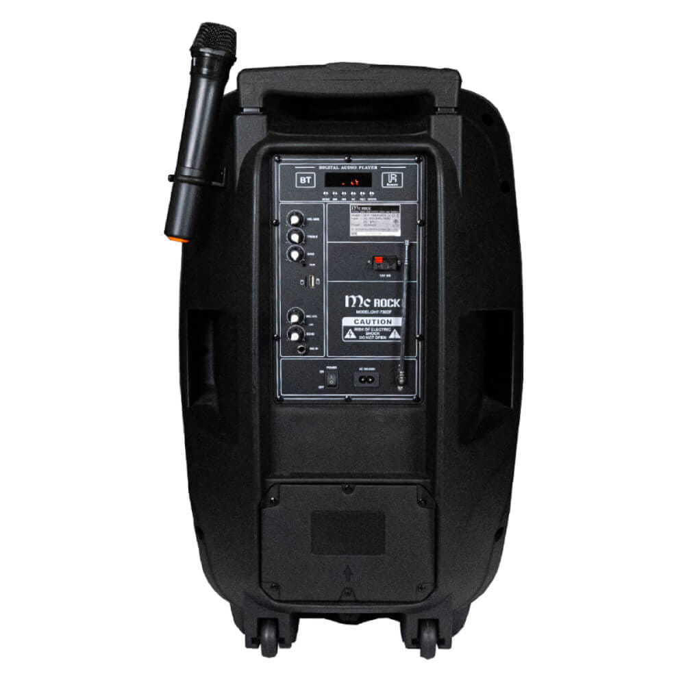 ลำโพงบลูทูธ 15 นิ้ว แถมไมค์ไร้สาย MCROCK รุ่น DHT-730DF(A15) พร้อมแบตเตอรี่และล้อลาก_4