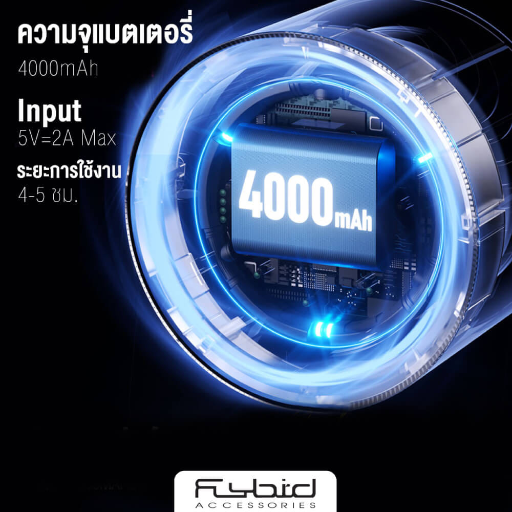พัดลมมือถือ พัดลมพกพา SONAR FLYBIRD 3IN1  แบตเตอรี่ 4000MAH ชาร์จไฟได้ รุ่น NS-22 สีขาว