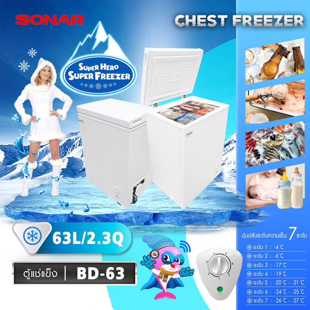 ตู้แช่แข็ง ฝาทึบ SONAR รุ่น BD-63 ขนาด 63ลิตร 2.3 คิว สีขาว_6