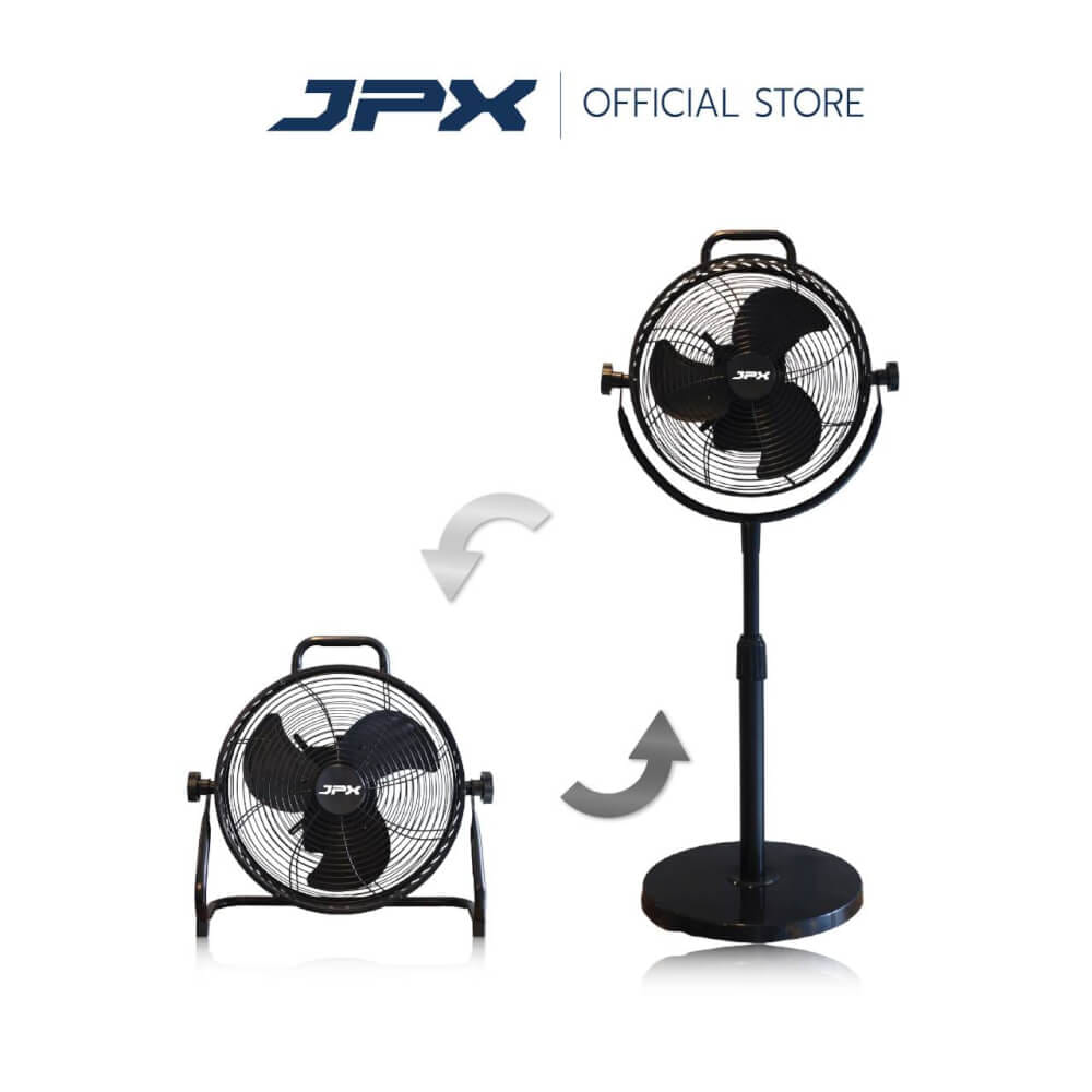 พัดลมแบตเตอรี่ไร้สาย ขนาด 12 นิ้ว JPX-CF1202 สีดำ ( ปรับระดับได้ )_6