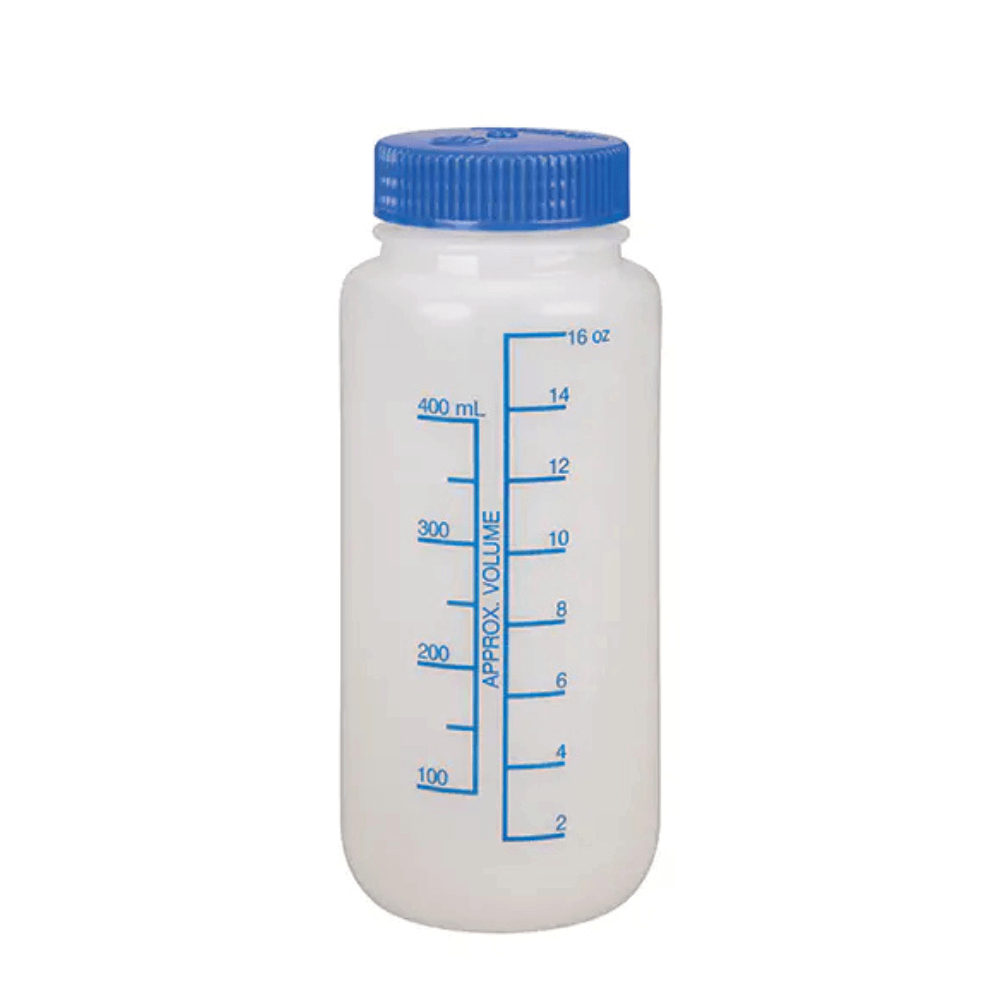 ขวดน้ำทรงกลมปากกว้าง NALGENE รุ่น IHDPE ขนาด 16 ออนซ์  พร้อมโลโก้ NALGENE ฝาสีฟ้า