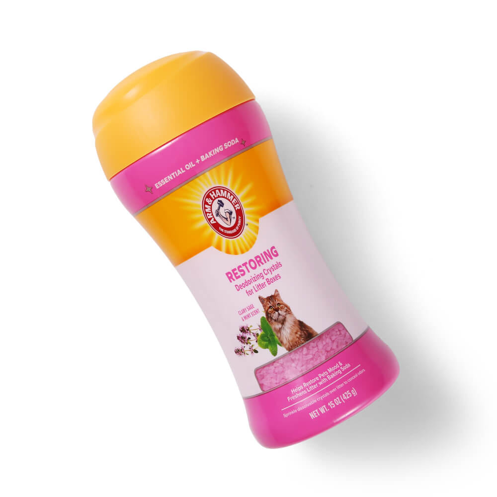 เม็ดคริสตัลดับกลิ่นทรายแมว ARM AND HAMMER สูตรลดความเครียด กลิ่นคลารี่เสจ มินต์ 425G. (2 ขวด)