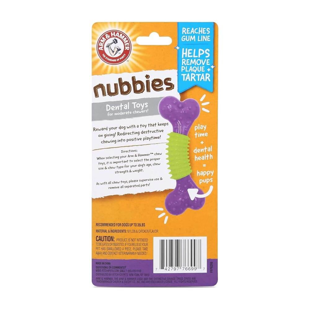 ของเล่นสุนัข ARM AND HAMMER NUBBIES DUO BONE ช่วยขัดฟัน รสไก่ ขนาด 5X14 ซม.